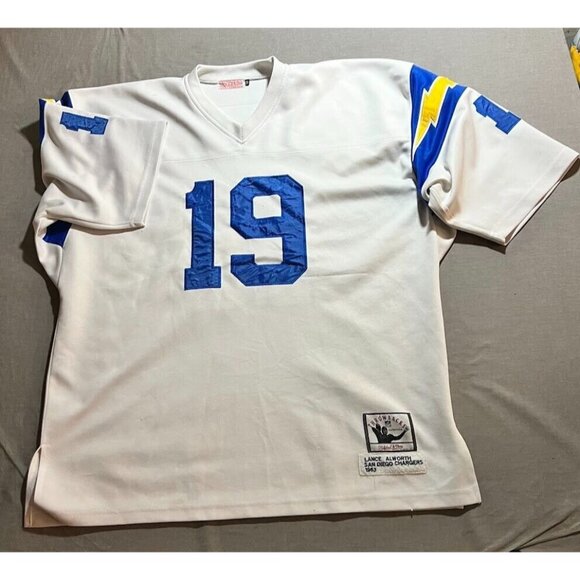 San Diego Chargers Alworth #19 Mitchell & Ness Jersey Mens 58 White Short Sleeve - Picture 1 of 13